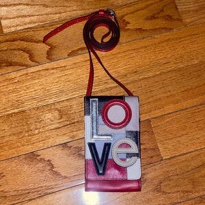 Brighton Leather Love Crossbody Purse Multi Color NWOT Card & Phone Holder